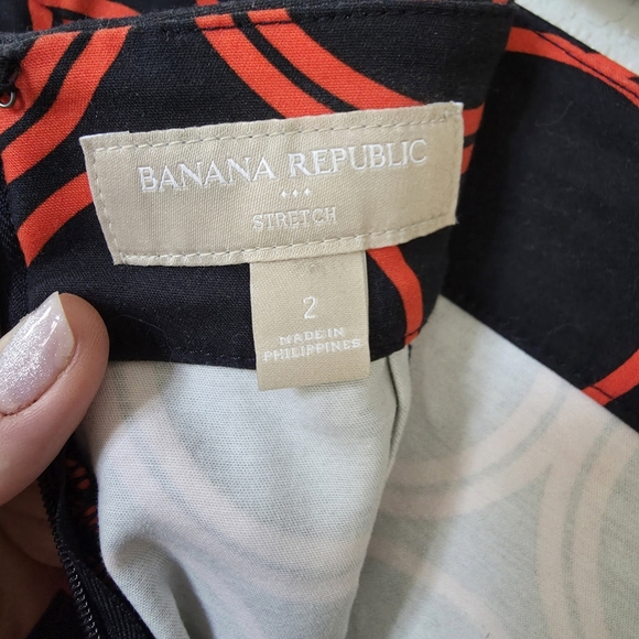 Banana Republic Black and Red Pencil Cotton Blend Skirt Knee-Length Size 2 - Picture 5 of 10